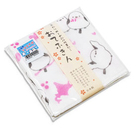 ガーゼおてふきん シマエナガ ピンク
